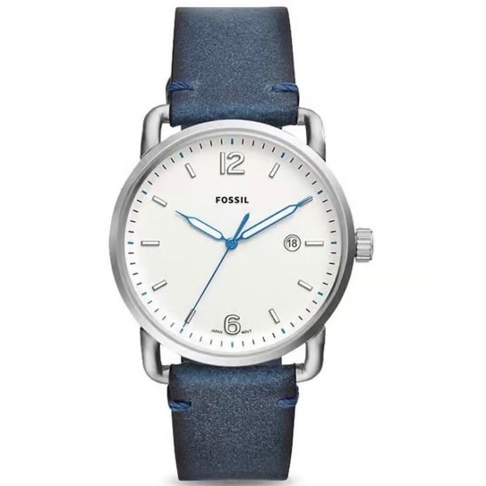 Fossil The Commuter FS5432 Men's Watch Blue Leather Band 42mm Working